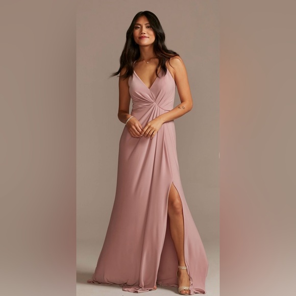 CELEBRATE DB STUDIO jersey a-line bridesmaid dress with knot detail. EUC - Picture 1 of 9